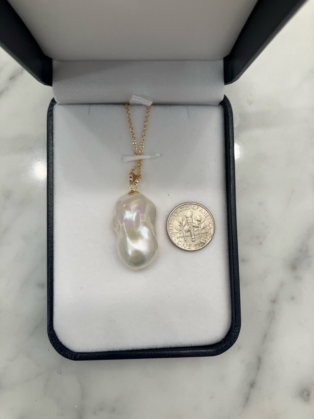 Huge Iridescent Baroque Pearl Pendant Necklace